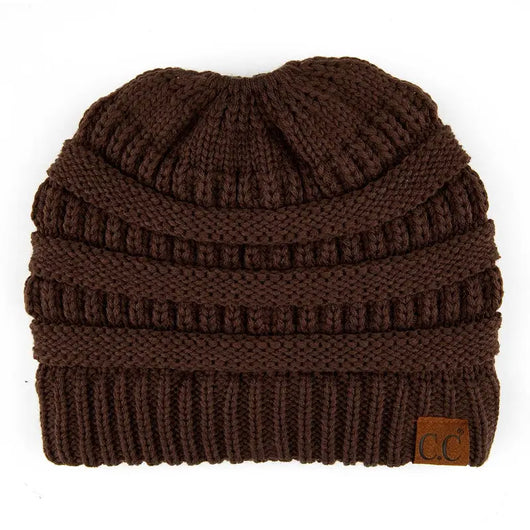 Cozy Cable Knit Ponytail Beanie