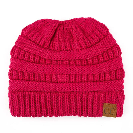 Cozy Cable Knit Ponytail Beanie