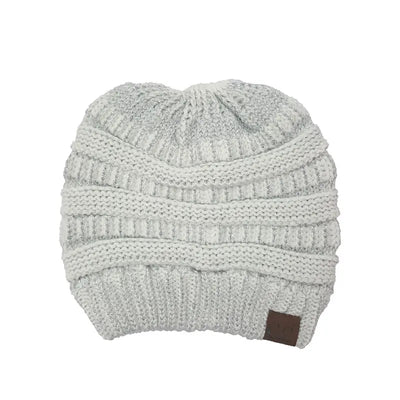 Cozy Cable Knit Ponytail Beanie