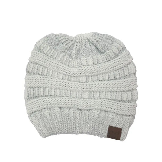 Cozy Cable Knit Ponytail Beanie