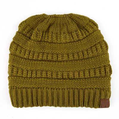 Cozy Cable Knit Ponytail Beanie