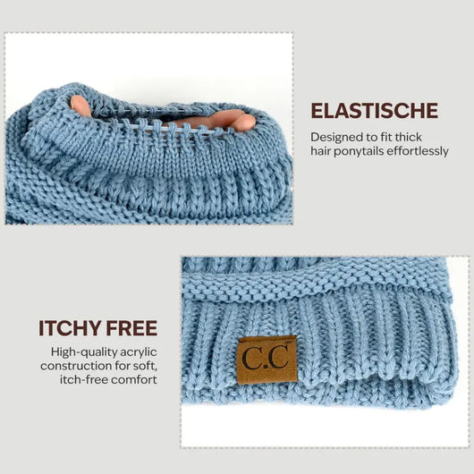 Cozy Cable Knit Ponytail Beanie