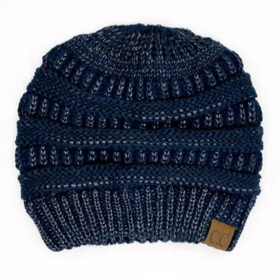 Cozy Cable Knit Ponytail Beanie