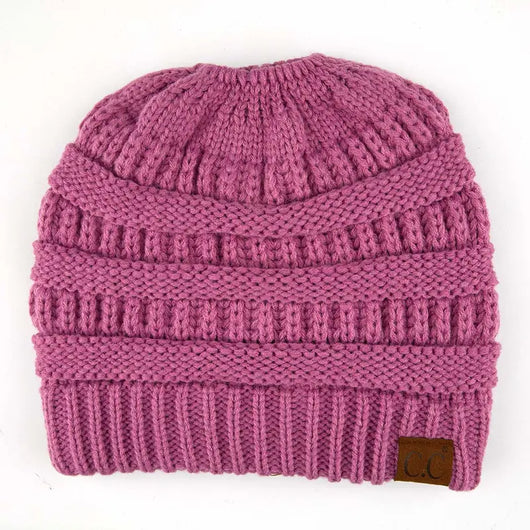 Cozy Cable Knit Ponytail Beanie