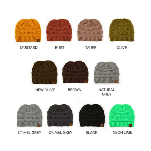 Cozy Cable Knit Ponytail Beanie