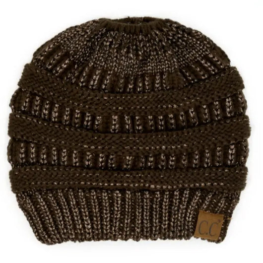 Cozy Cable Knit Ponytail Beanie