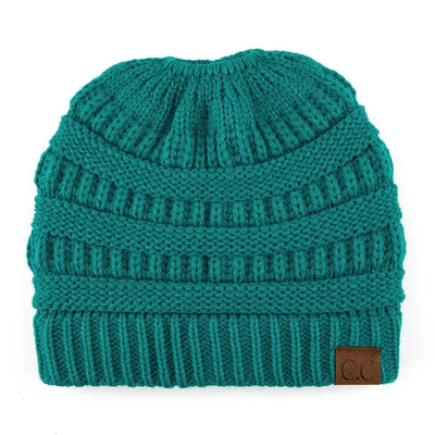 Cozy Cable Knit Ponytail Beanie