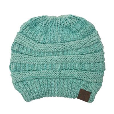 Cozy Cable Knit Ponytail Beanie