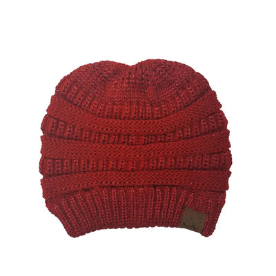 Cozy Cable Knit Ponytail Beanie