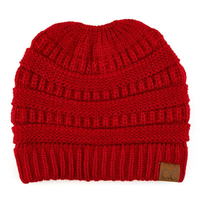 Cozy Cable Knit Ponytail Beanie