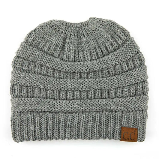 Cozy Cable Knit Ponytail Beanie