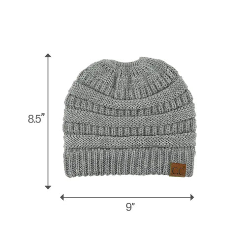 Cozy Cable Knit Ponytail Beanie