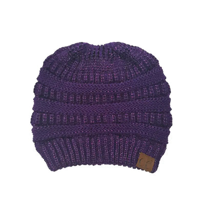 Cozy Cable Knit Ponytail Beanie