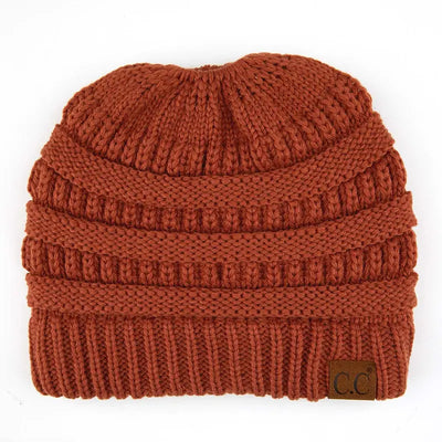 Cozy Cable Knit Ponytail Beanie