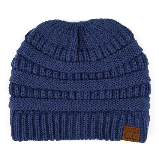 Cozy Cable Knit Ponytail Beanie