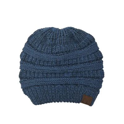 Cozy Cable Knit Ponytail Beanie