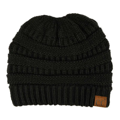 Cozy Cable Knit Ponytail Beanie